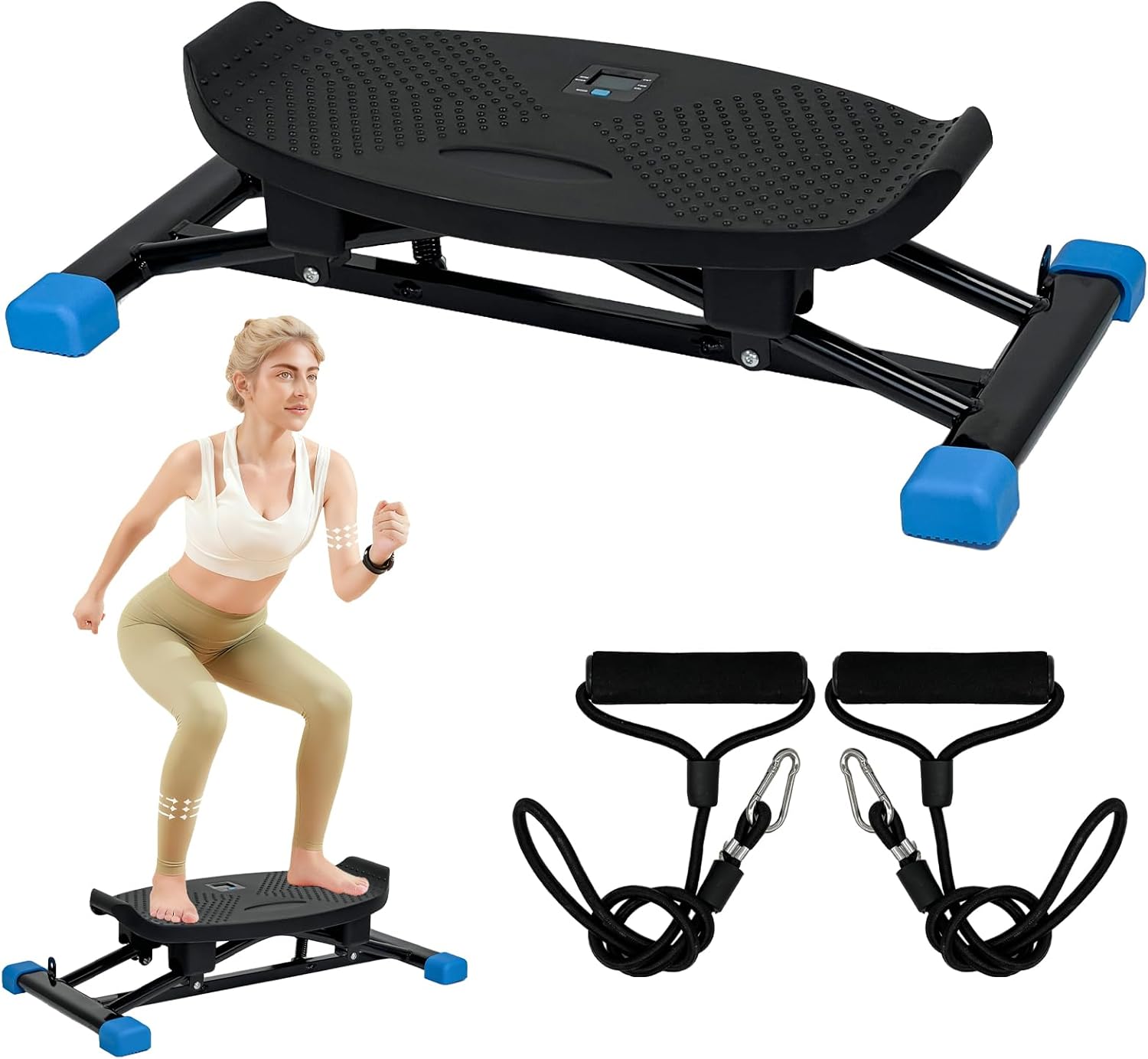 Balance Trainer Simulated Ski Machine Resistance-Based Aerobic Treadmill Portable Stepper Carries 300 pounds Silent Full-Body Exercise Machine with LED Display.