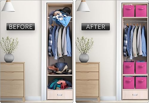 Vista 6 de Sorbus Foldable Storage Cubes - 6 Pink Storage Bins for Organizing Pantry, Closet, Shelf, Nursery, Playroom, Toy Box, Cubby - 11 Inch Collapsible