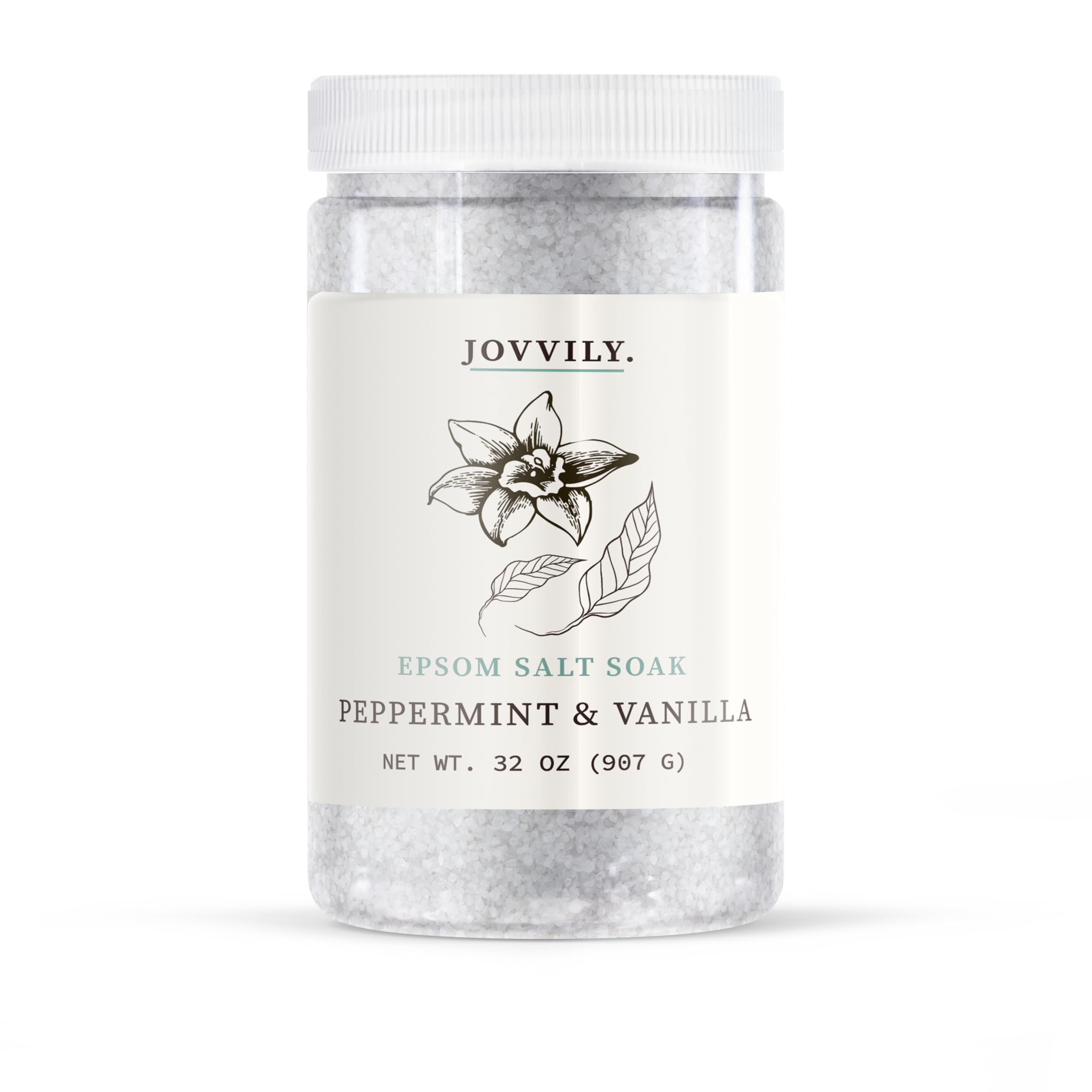 Jovvily Peppermint & Vanilla Epsom Salt - 2 lb - Scented Soaking Solution for Body & Feet