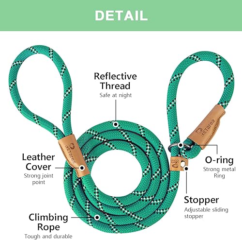 Miniatura 10 de Petarea Correa antideslizante de 5 pies para perro, correa de cuerda resistente para perros pequeños, medianos y grandes, correa de entrenamiento