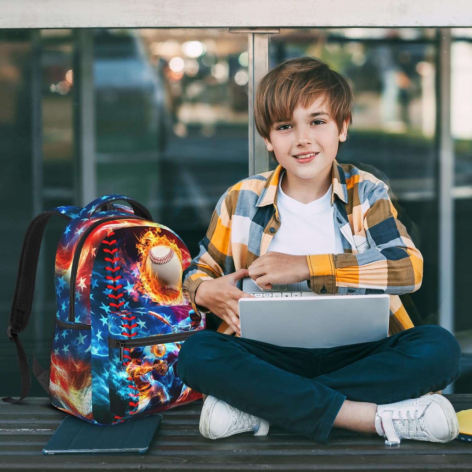 Baseball School Backpack for Boys Baseball Backpack for Kids Students Children Teens Elementary Middle School Lightweight Waterproof Kids Backpacks Boys Backpacks for Age 6-18 - Image 4