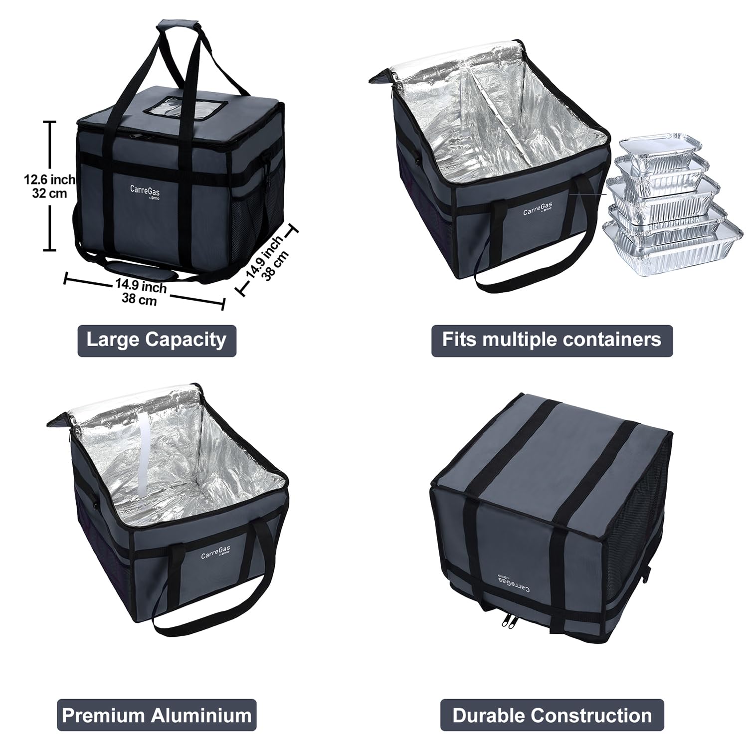Borsa termica per la consegna di cibi caldi, di alta qualità, grande, 53 x 30 x 28 cm, per cibi freddi e caldi, pizze, ristoranti, Uber Eats, borsa per la consegna di picnic, borsa della