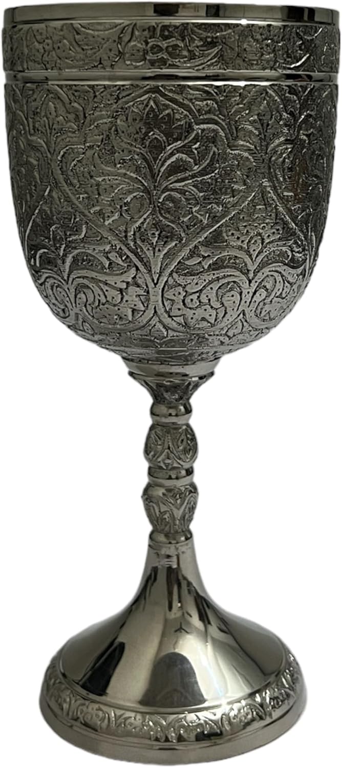 Brass Chalice Goblet - Vintage Style Handcrafted Metal Wine Cup, 8 oz Capacity, Perfect for Medieval Decor, Ceremonies, or Gifts