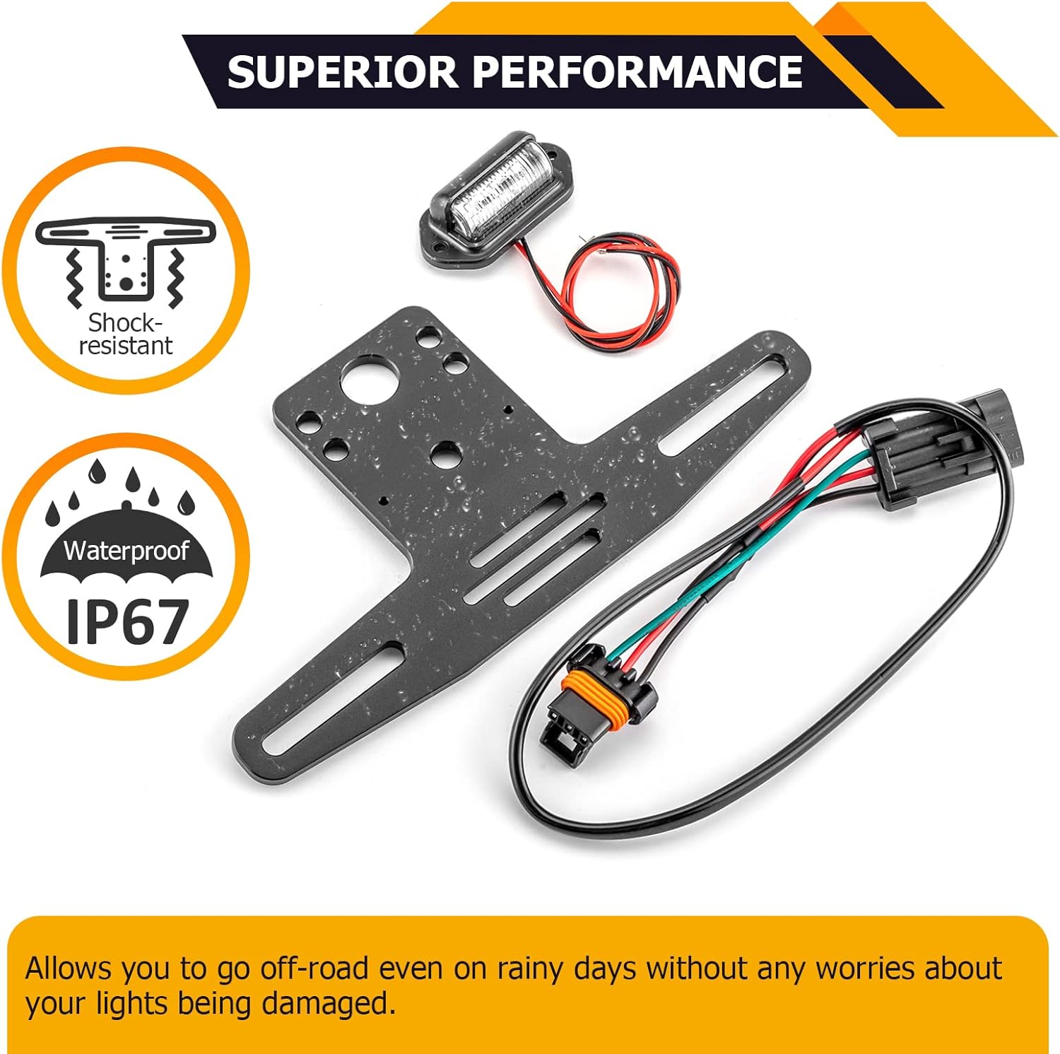 WeiSen X3 Plug & Play License Plate Bracket with Light & Auxiliary Power Plug/Harness LED License Holder Frame Mount Compatible with Can Am Maverick X3 2017-2026