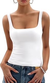 Womens Square Neck Tank Tops Double Lined Basic Tanks Sleeveless 2025 Summer Collection