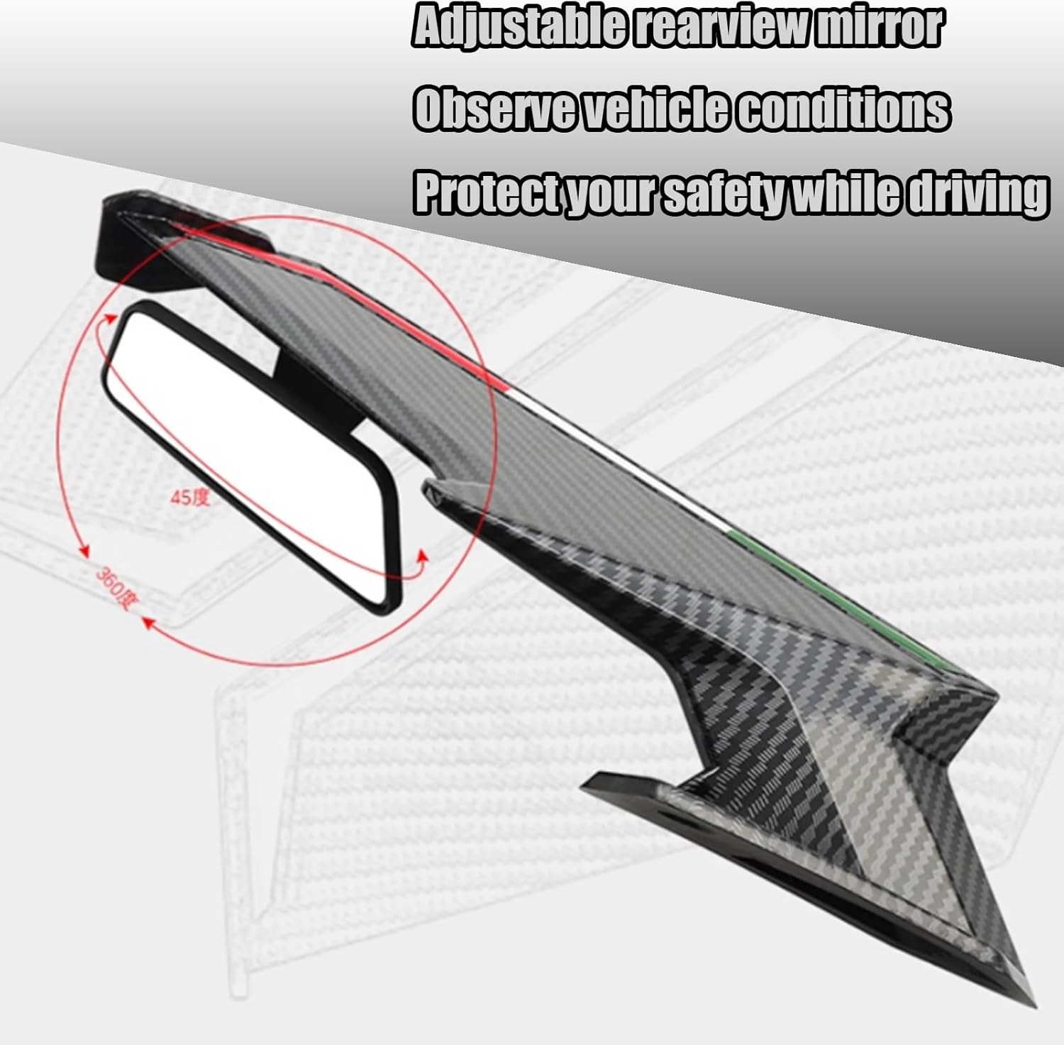 FOR GSX250R GSX-R600/750 GSX-8R side spoiler fairing motorcycle wing kit rearview mirror winglet adjustable swivel rearview mirror gsx-8r/250r/600/750 motorcycle accessories (Forging pattern)