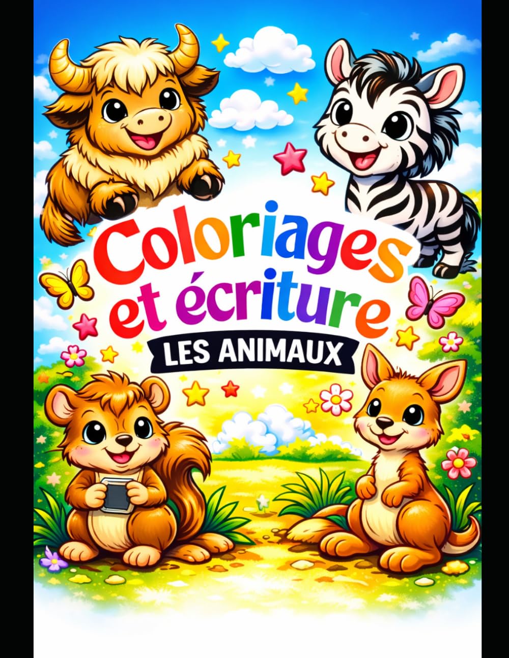 MON LIVRE DE COLORIAGE DES ANIMAUX DU MONDE: Apprends à écrire et colorier avec des dessins mignons — 69 pages éducatives pour enfants