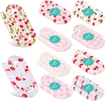 YOPPIX 20 Pcs Jumbo Cherry Bow Acrylic Paper Clips Teacher Appreciation Gift Cute Pink Bow Paperclip Design for Office Classroom Bookmark Gift Book Lovers, Back to School Supplies