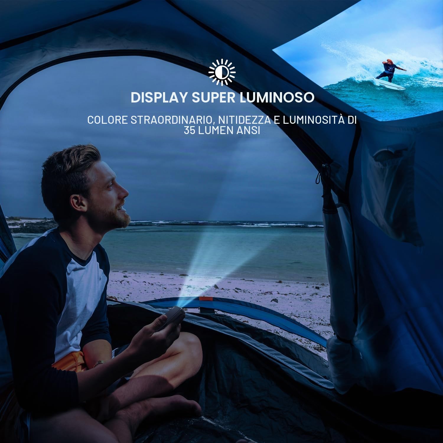 Kodak Ultra Mini Proiettore portatile- Supporto HD 1080p Nero LED DLP Proiettore Pico ricaricabile- Display da 100", Altoparlante integrato- HDMI, USB e Micro SD- Compatibile con iPhone iPad, Android
