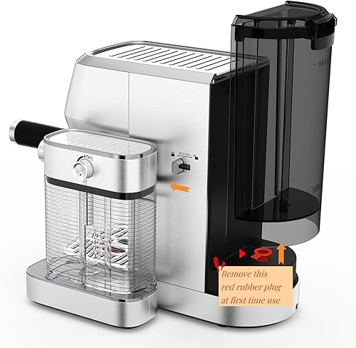 Miniatura 6 de MÁquina de café capuchino MAttinata con espumador de leche automático, máquina de espresso compacta con medidor de presión, máquina de capuchino de
