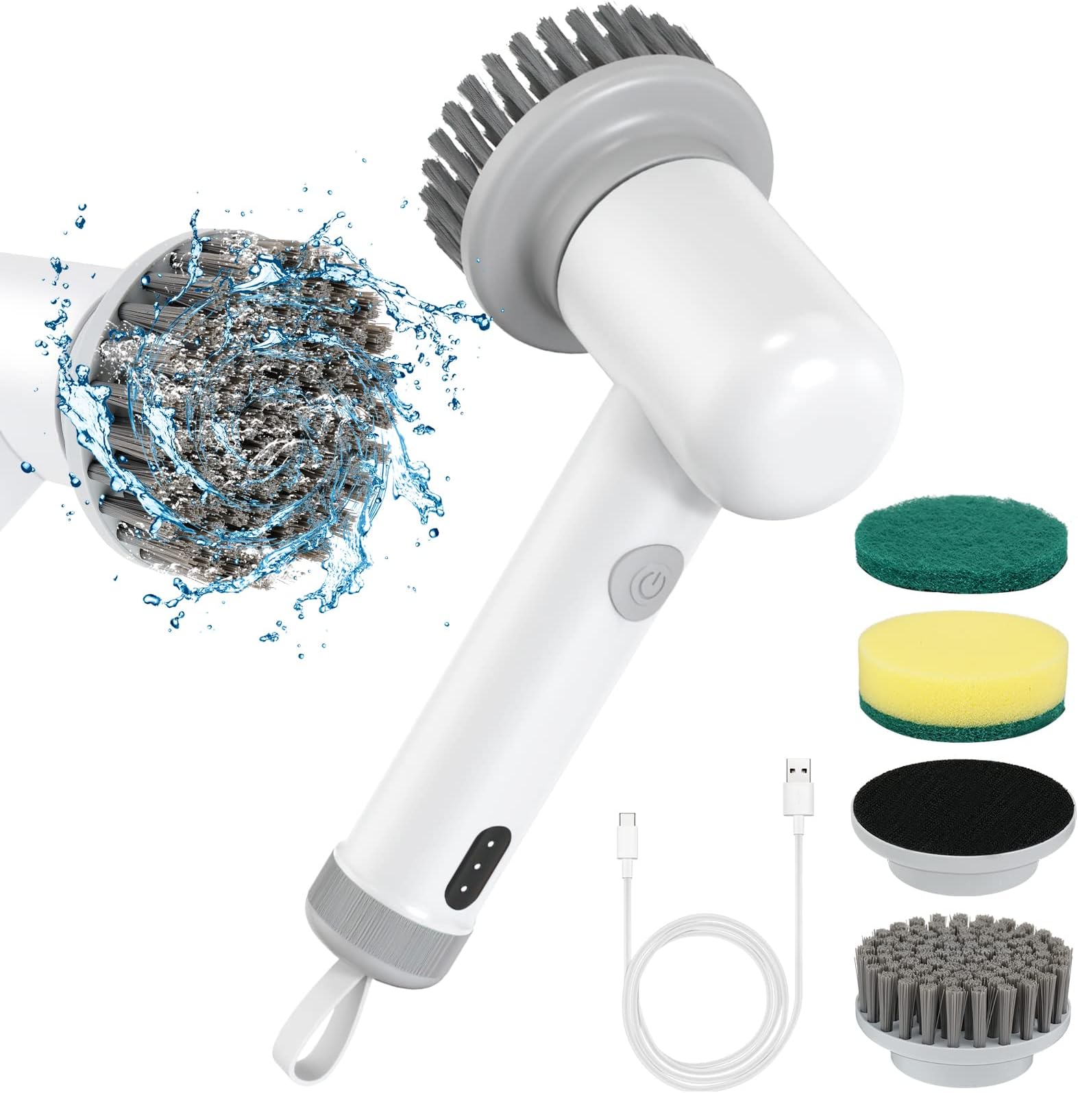 Brosse De Nettoyage électrique - 5 Têtes Interchangeables, 2 Modes (220/310 Tr/min), étanche IPX6, Batterie 2200 MAh - Salle De Bain, Cuisine, Voiture