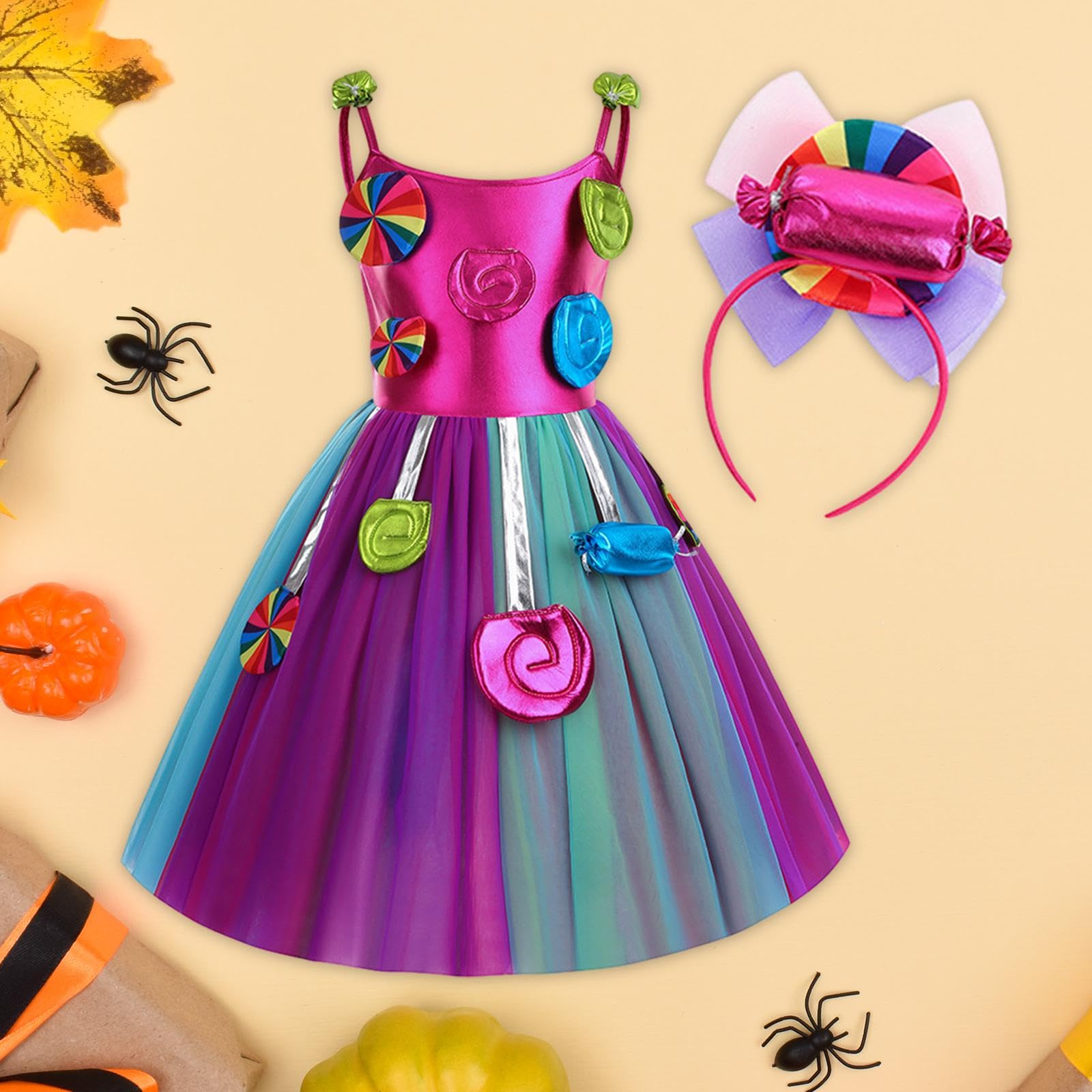 Colcolo Kleid Prinzessin Tüll Kostüm Kinder Mädchen Detailreiches Design mit Stirnband Polyester für Karneval Rollenspiel Fotoaufnahme, 140