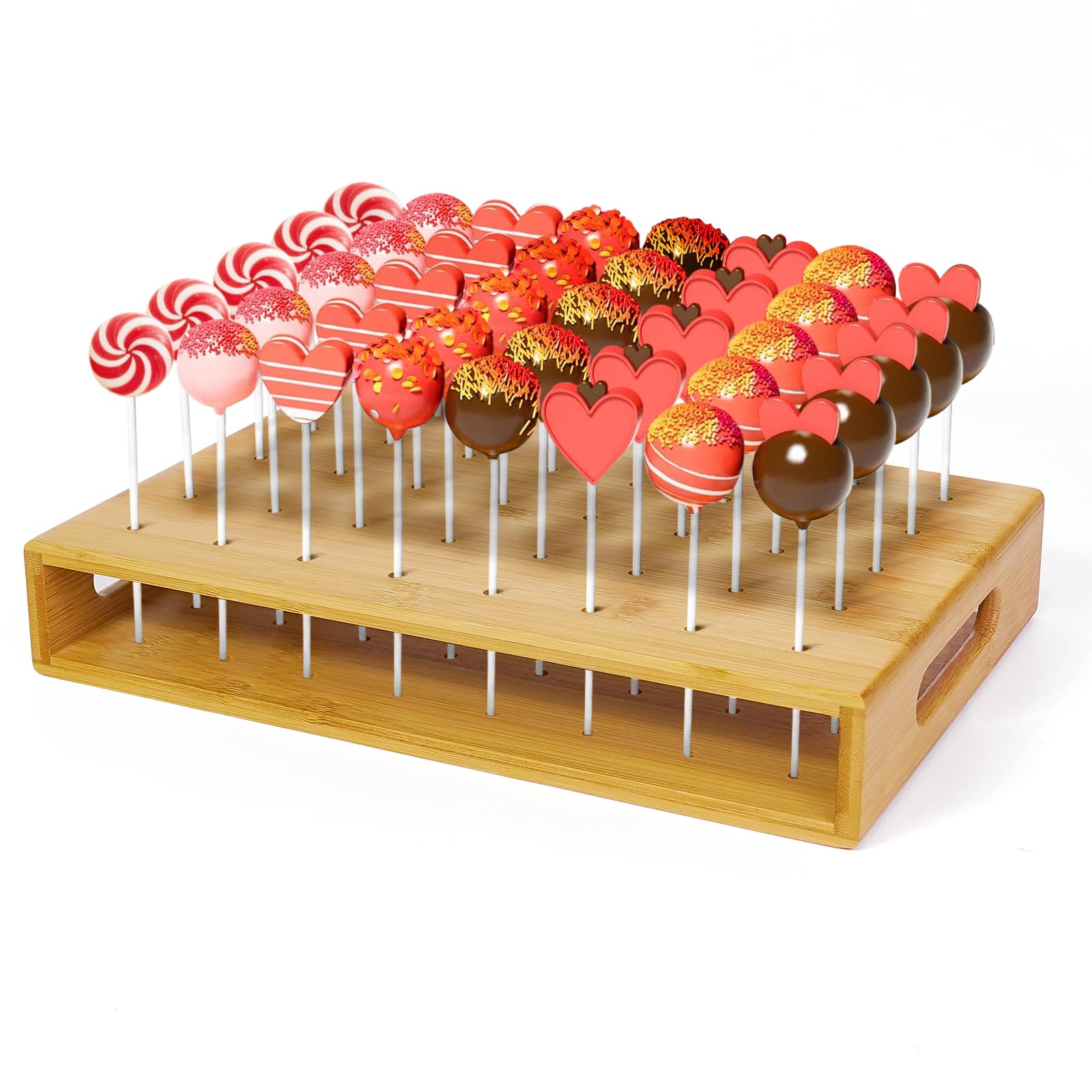 Cake Pop Ständer mit 100 Cake Pops Stiele, 40 Löcher Lolly Ständer Candy Bar Holz, Cake Pops Halter zum Dekorieren und Präsentieren von Cake Pops Perfekt für Kindergeburtstag, Hochzeit Partydekoration