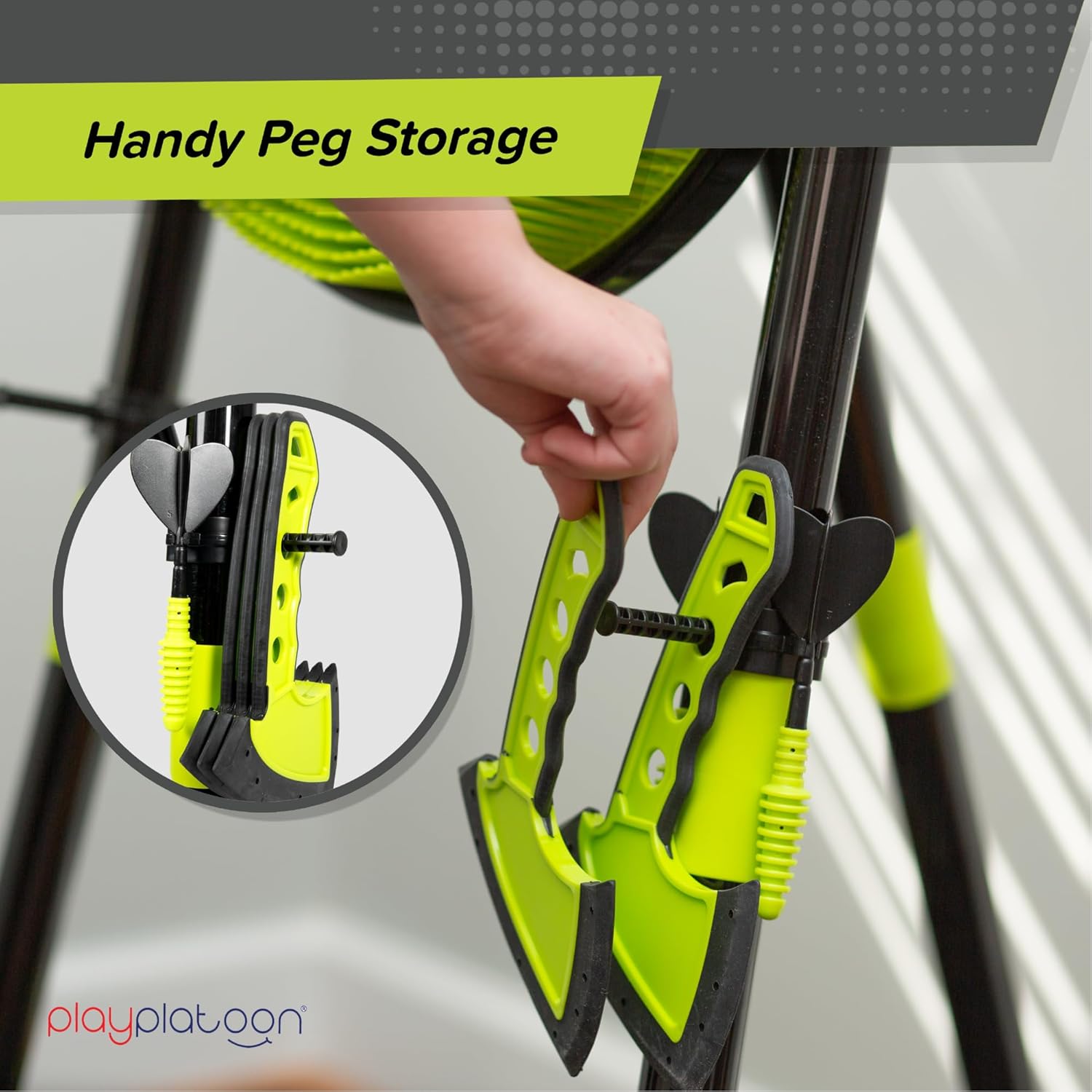 Play Platoon Kids Axe Throwing Game for Backyard, Ax Throwing Game Set for Adults and Kids - 3 Plastic Toy Hatchets, Ninja Stars, and Darts, Bristle Dart Board Indoor Outdoor Fun