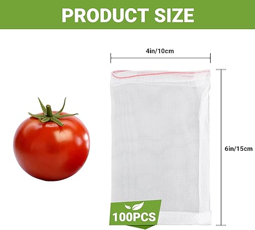 Miniatura 9 de Bolsas de protección de frutas, paquete de 100 unidades de 4 x 6 pulgadas, barrera de plagas para jardín, red de insectos, pequeñas bolsas de malla