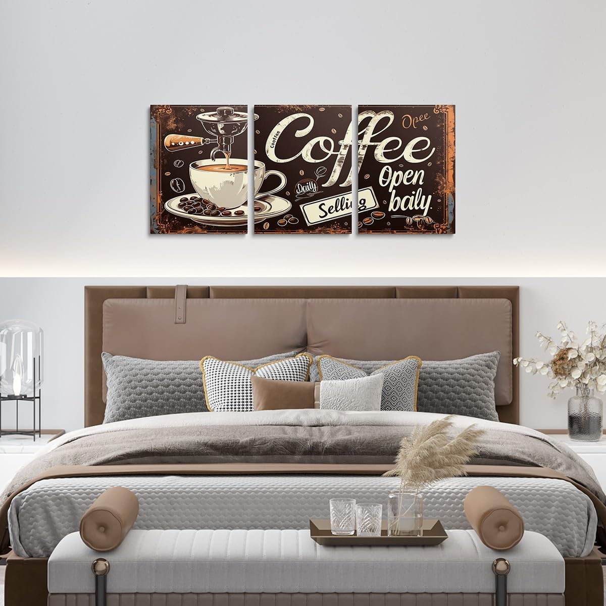 Erosebridal Coffee Bar Canvas Wall Art Decor for Kitchen Coffee Bean Modern Artwork Farmhouse Coffee Shop Wall Decorations for Coffee Bar