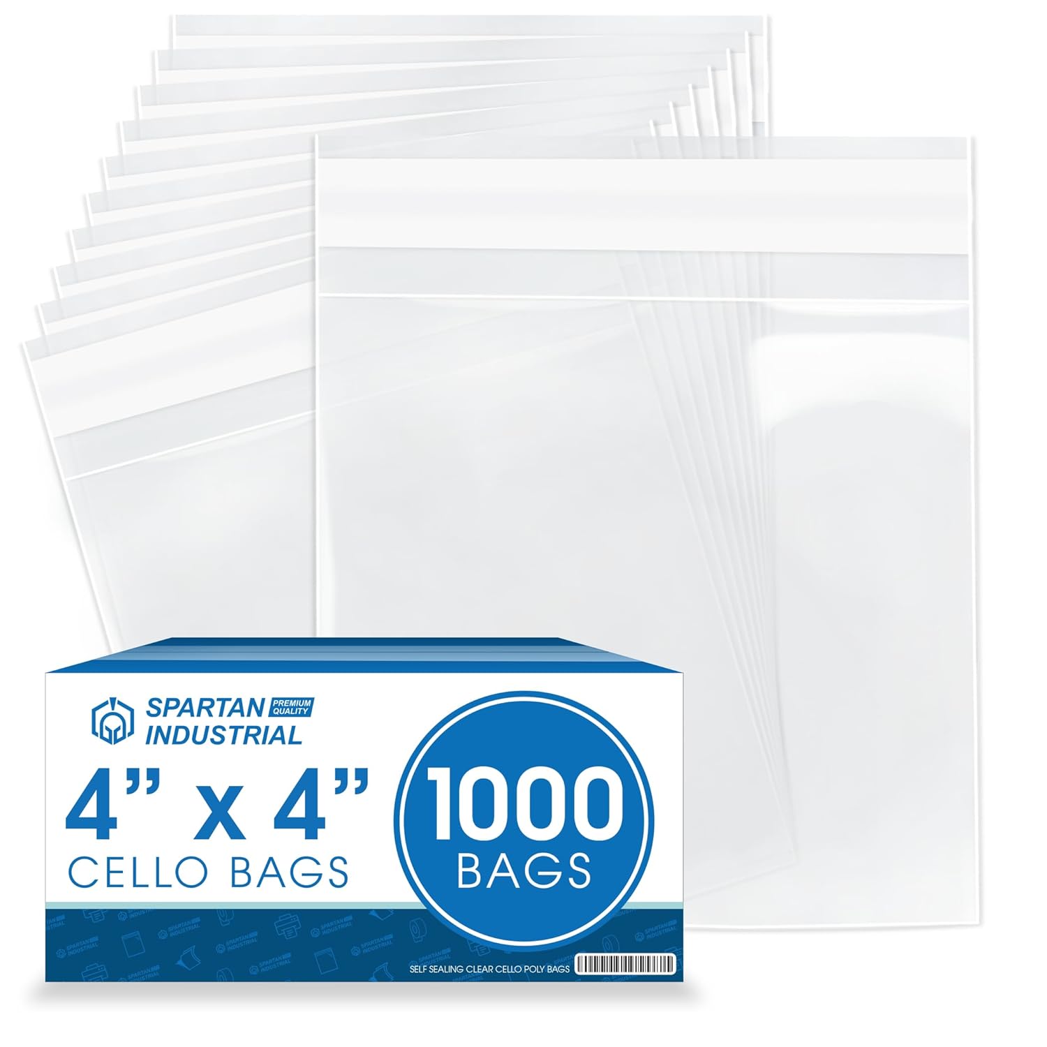 4" X 7" Self-Sealing Cellophane Bags (1000 Count) Clear Treat Bags for Cookies, Candy, Small Gifts and Crafts - Resealable Adhesive Flap - Spartan Industrial