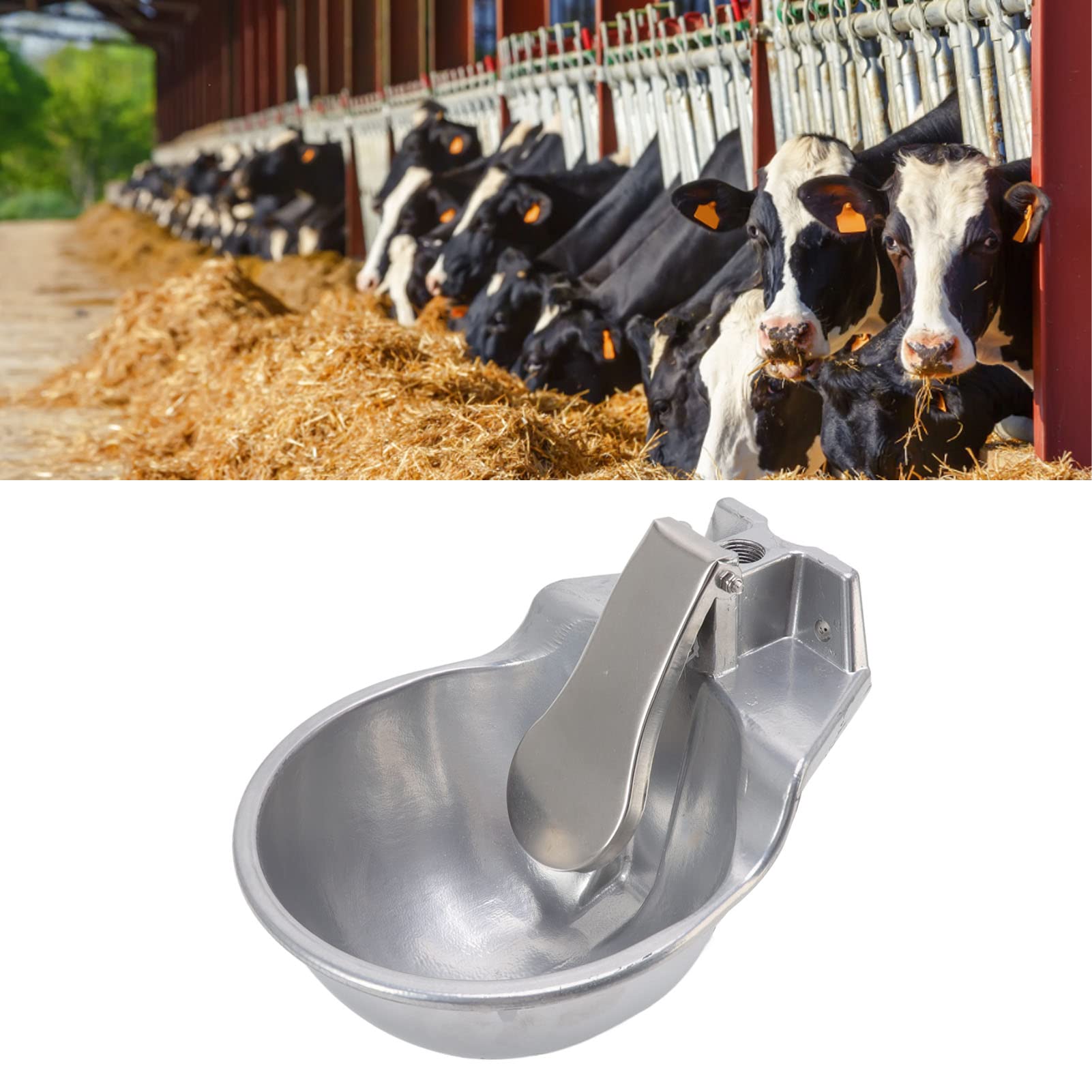 Bebedero automático para Ganado, abrevadero de aleación de Aluminio Reforzada para Animales, Fuente de Agua ahorradora para Ganado con válvula de Flotador Ajustable, Adecuada para