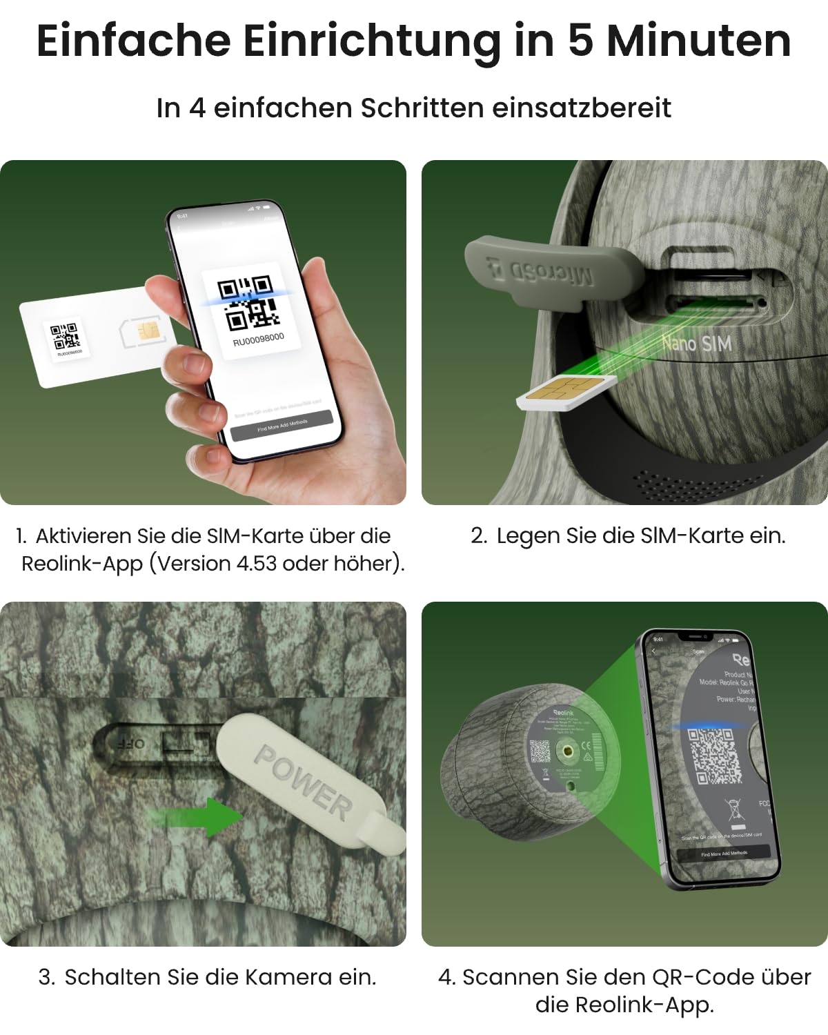 Reolink 4K 3G/4G LTE PTZ Überwachungskamera Aussen mit SIM-Karte, Wildkamera mit Bewegungsmelder Nachtsicht(No Glow), 32GB microSD-Karte, Tieranerkennung, Schnappschuss, Go Ranger PT