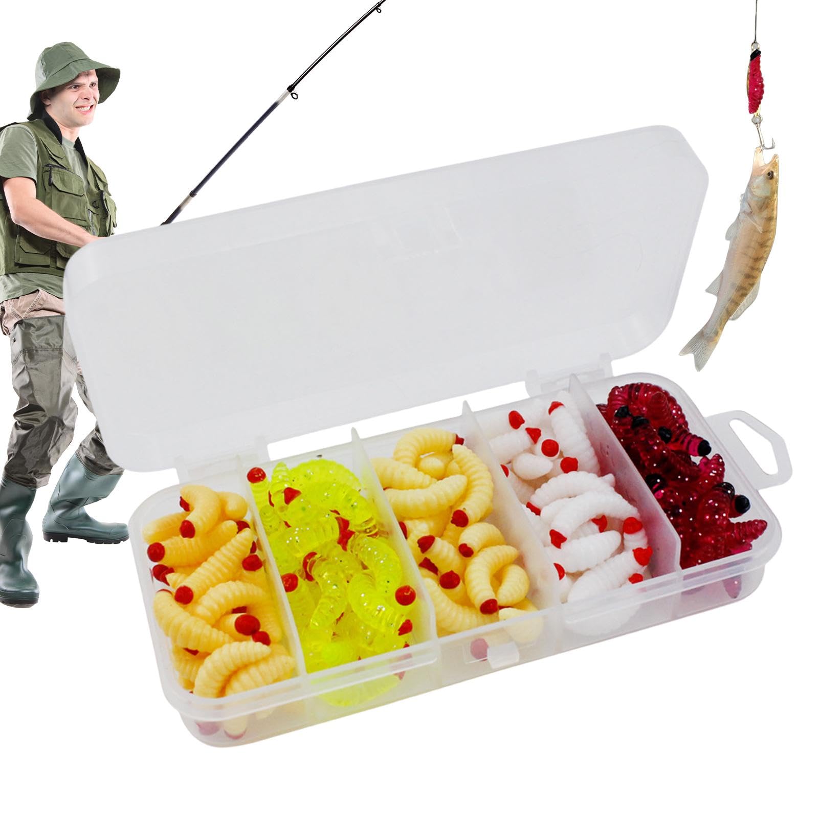 Amazon.co.jp: 釣り用ウジ虫、釣り用グラブ - 125 個 1 インチバス釣り