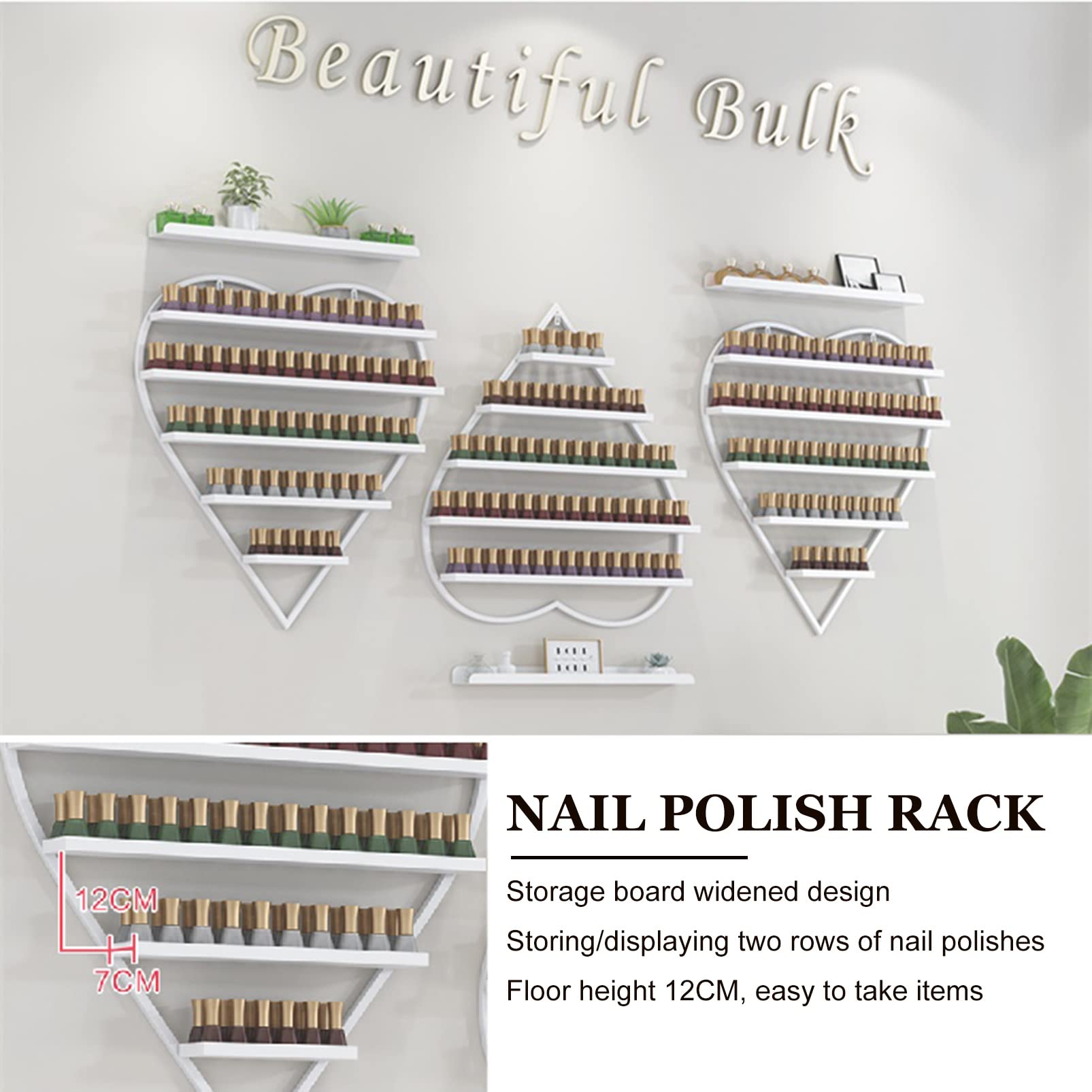 Estantería metálica de Pared para esmaltes de uñas, Estante Flotante Profesional de 5 Niveles, Estante para Guardar aceites Esenciales/cosméticos, Ideal para spas domésticos (Negro - Juego d