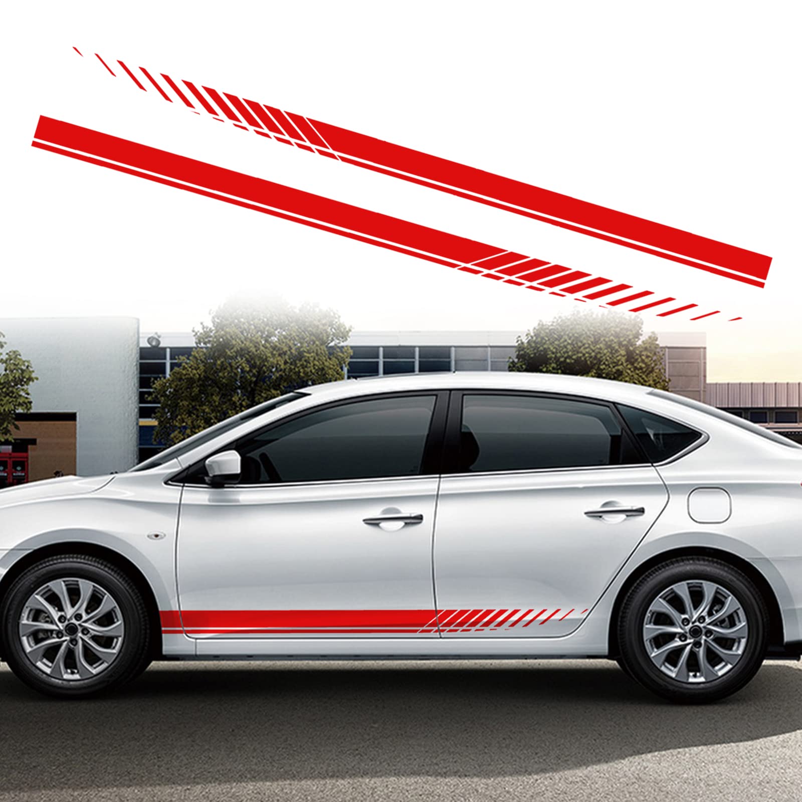 QianBao DIY Universal Vinyl Auto Racing Body Door Side Stripe Graphic Decal Sticker Decals Decoration for All Cars SUV Truck Off-Road Vehicles Style 3 (Red)