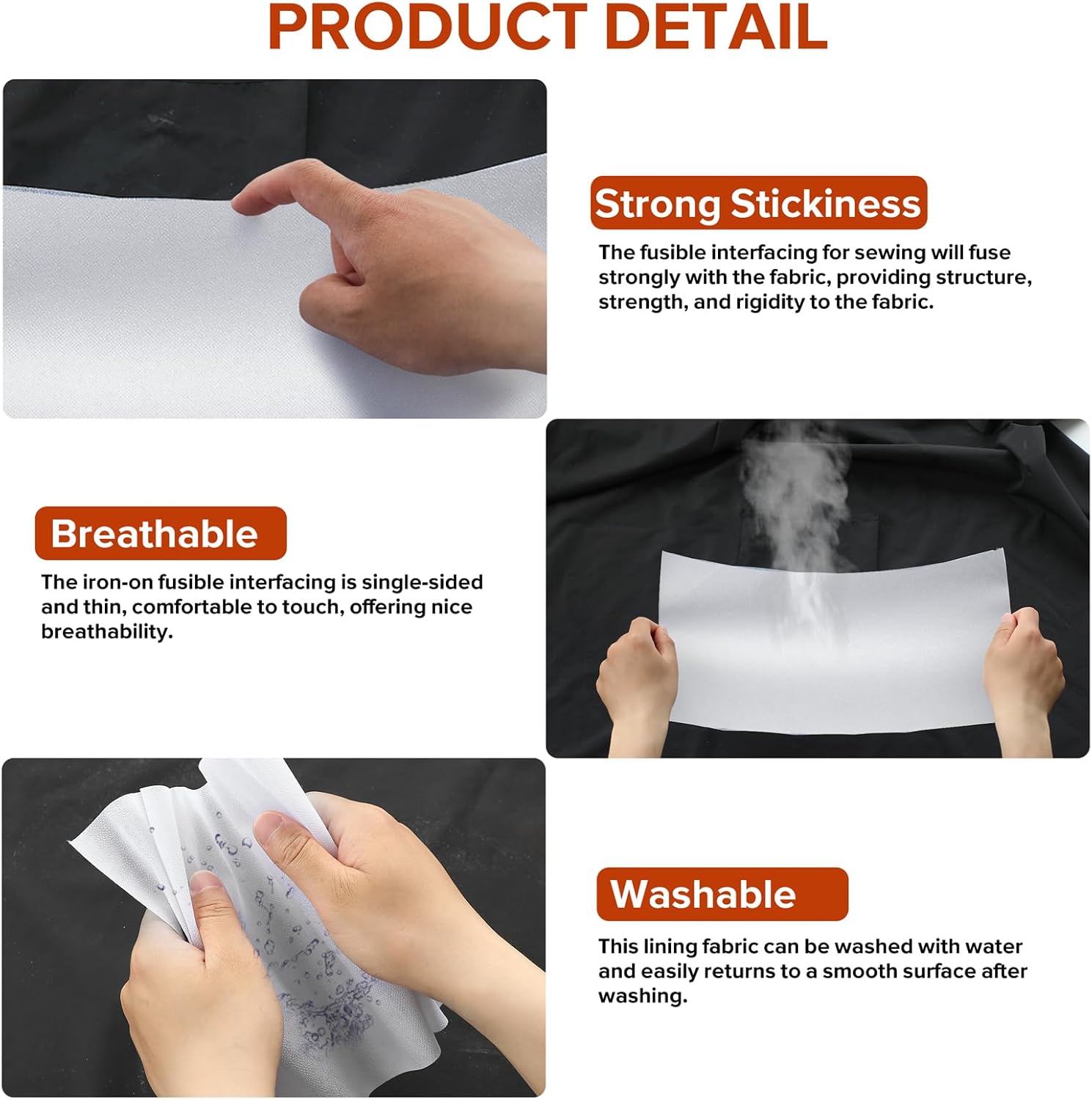 ZOMONETI Heavy Weight 17in x 30yd White Iron On Non-Woven Fusible Interfacing, Single-Sided Polyester Fabric for DIY Craft Supplies, Quilting, Sewing, Shirt Plackets, Dresses, Collars, Cuffs