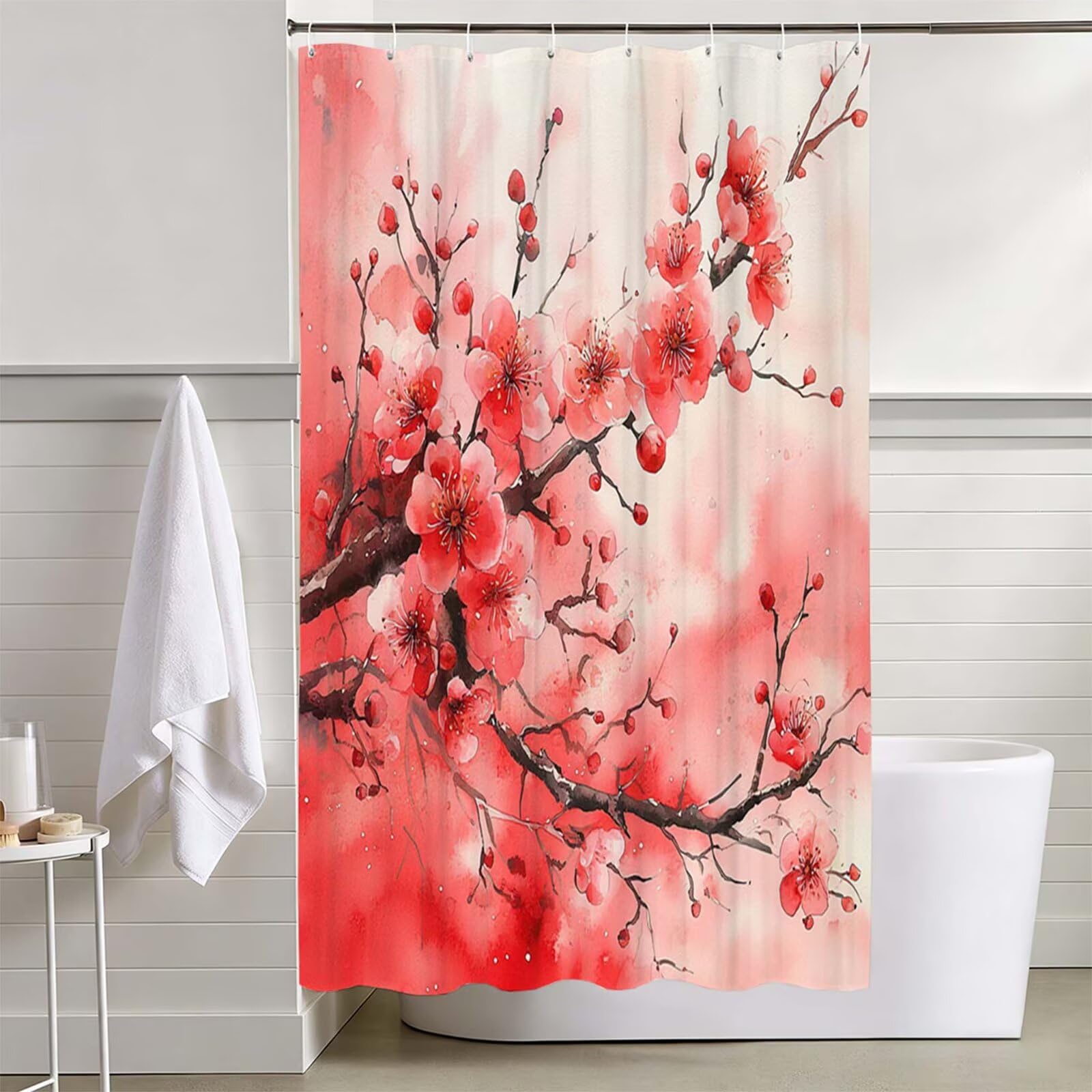 Czerwona zasłona prysznicowa, 200 x 200 cm zasłona prysznicowa