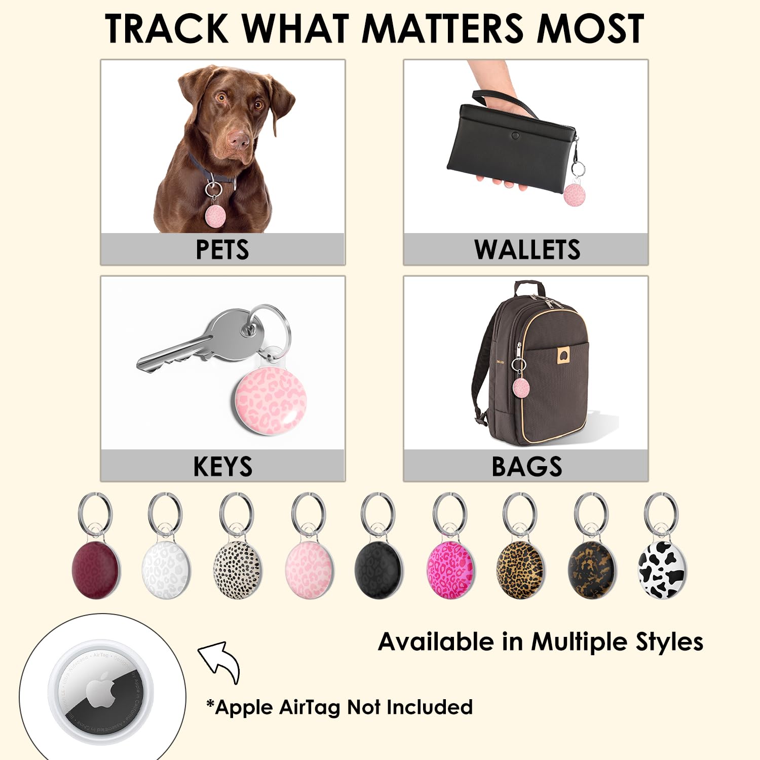 Svanove for Airtag Holder Case Cheetah Print, Leopard Pattern Airtag Keychain, Luxury Trendy Air tag Accessories, Cute Girly Aesthetic Design Itag Key Ring Cover for Women Girl Kids, Pink - 5
