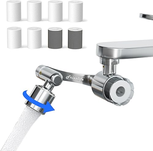 Frizzlife Filtro de agua para aireador extensor de grifo de fregadero, 9 filtros que reducen el 99% de cloro, aireador giratorio de latón giratorio