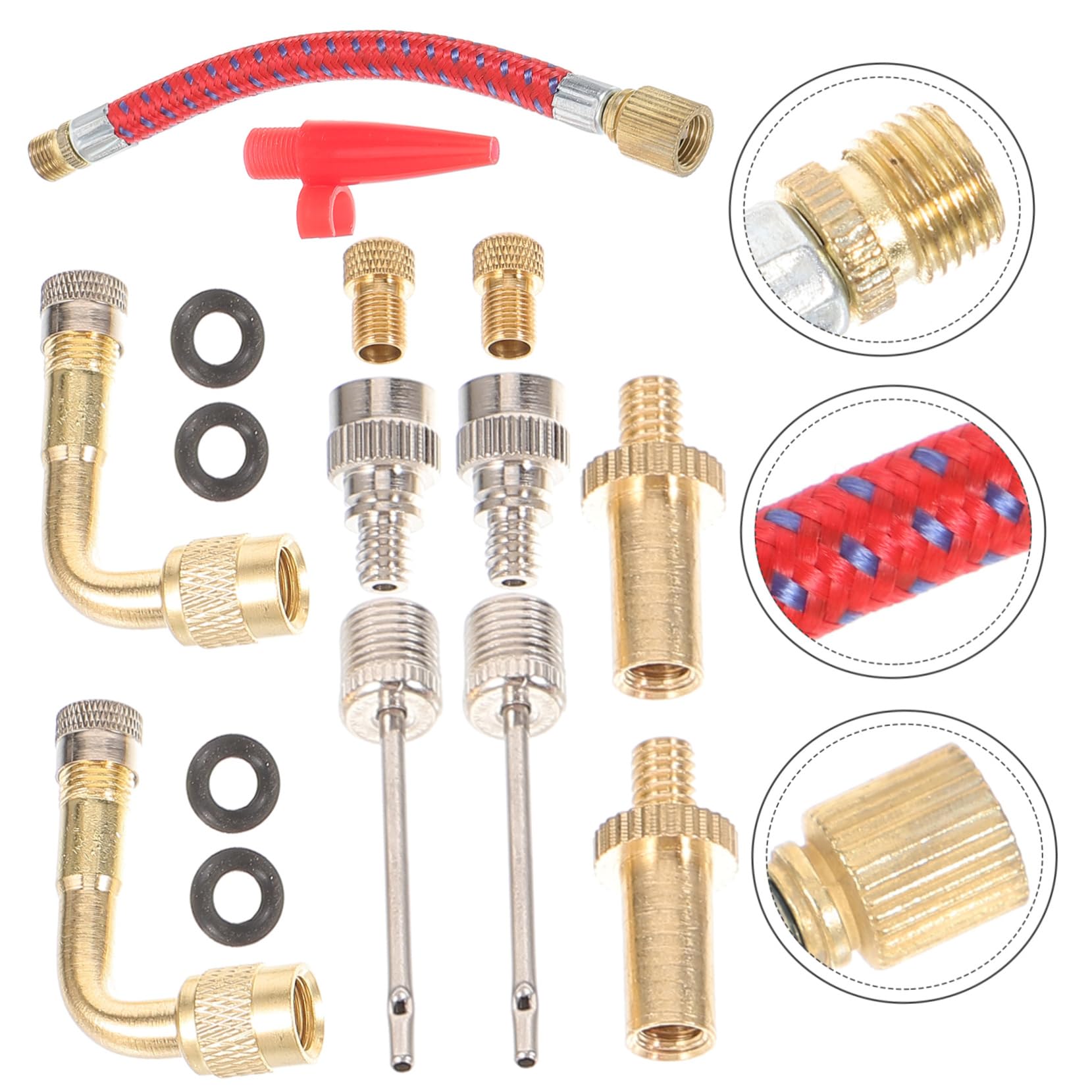 Kisangel Tragbarer Reifenfüller für das Auto Pumpenventil Adapter Aufblasadapter elektrische Luftpumpe autoventil Adapter Fahrrad ventiladapter Kugelfüllnadel Ballpumpe Nylon Golden