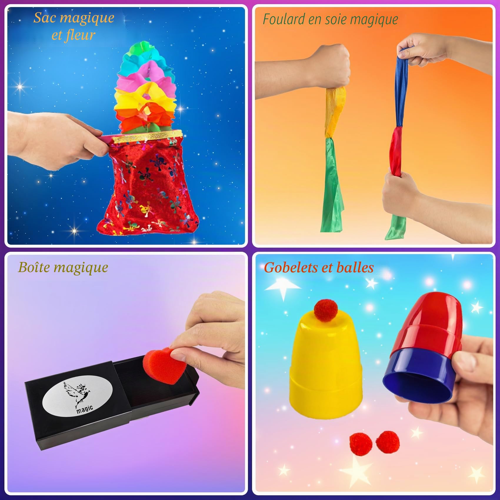Kit de Magie - 80+ Coffret Magie Enfant avec Baguette Magique et Instructions, Incroyable Tour de Magie Jeux Enfant 3-12 Ans, Jouet Cadeaux pour Garçons Filles Tout-Petits Débutants