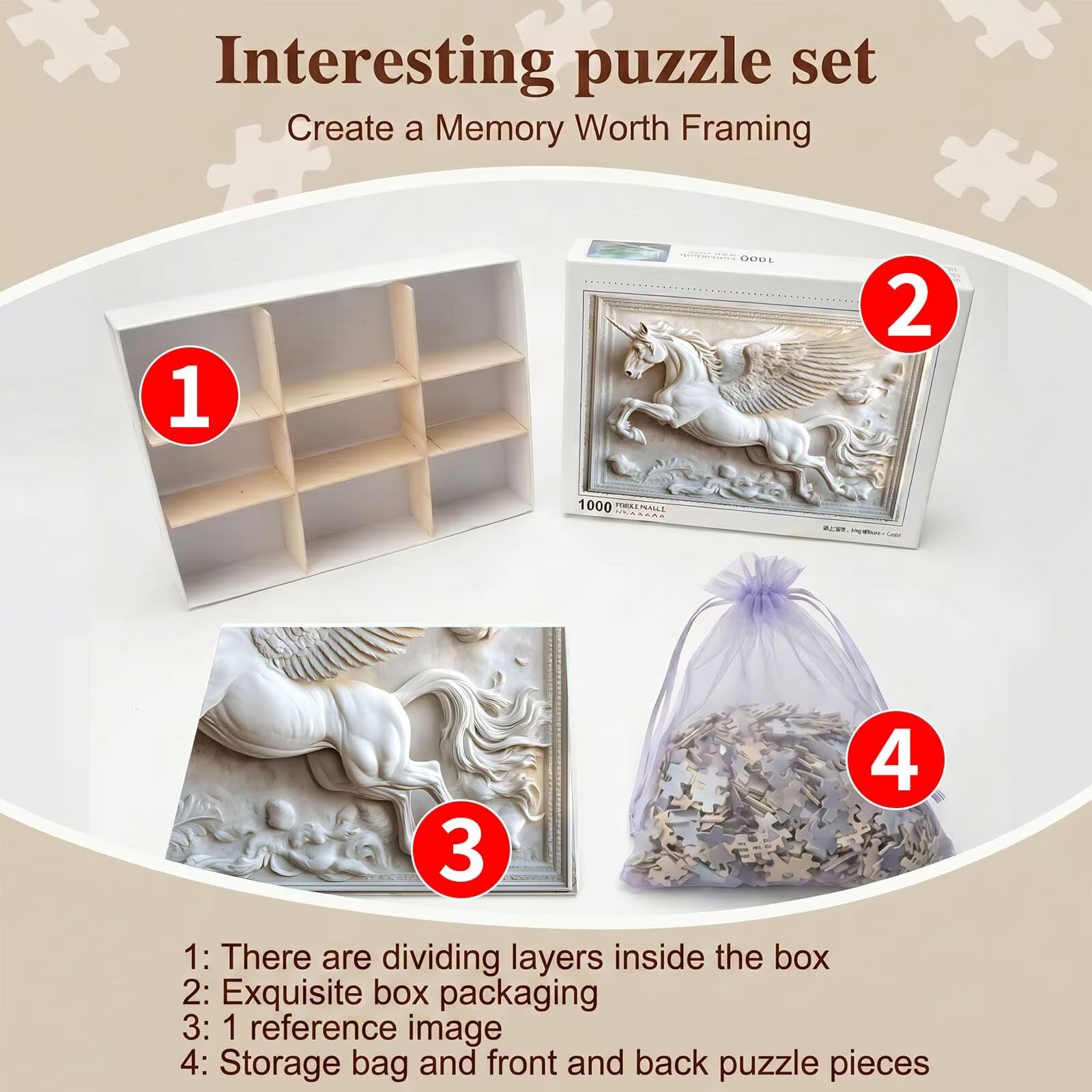 Unicornio Tallado Madera Puzzle de 2000 Piezas, Juego de Mesa Familiar de Madera - Rompecabezas Adultos para Toda La Familia, Rompecabezas Educativo DIY y Antiestrés - Regalo, 99 x 70 cm f0-171
