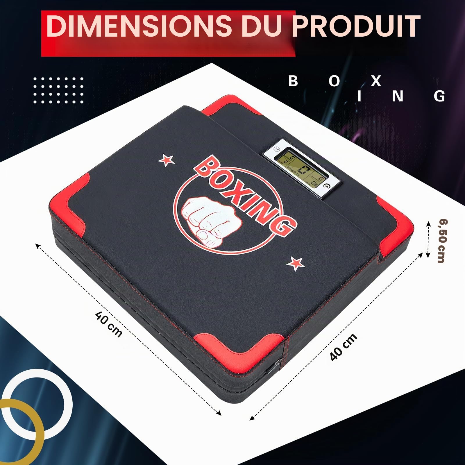 Hoteam Testeur de force de frappe avec capteur de force de frappe réglable en hauteur - Équipement d'entraînement de boxe mural - Machine de boxe pour adulte et enfant