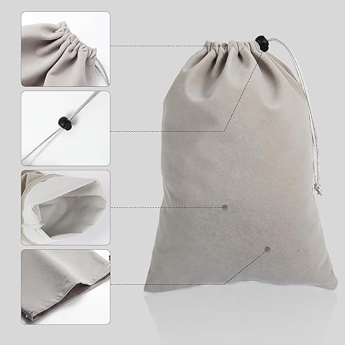 Miniatura 3 de Bolsas de juguetes de almacenamiento de doble cara para adultos (tamaño grande de 8.6 x 11.8 pulgadas, 4 unidades), bolsa de microfibra con cordón,