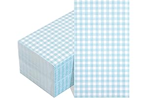 WDF 150-Count Decorative Blue Gingham Paper Napkins