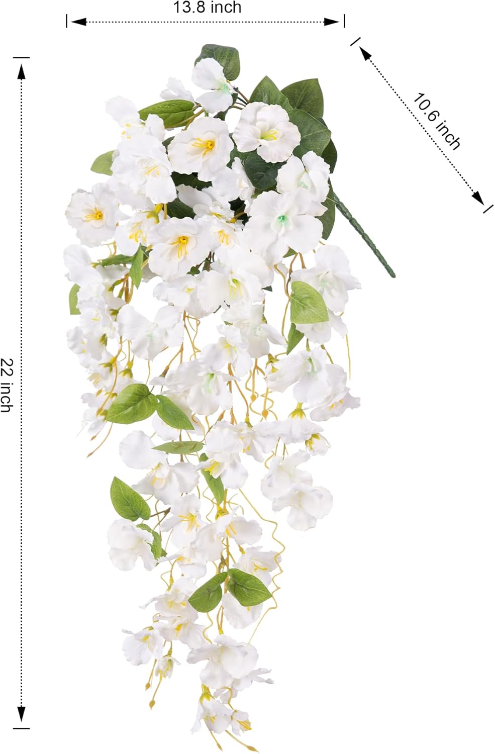 Artificial Hibiscus Fake Hanging Flowers Plants for Outdoor Spring Summer Decoration, 2pcs White Silk Hibiscus Long Trailing Vines UV Resistant Realistic Faux Flower for Outside Front Door Porch Patio - Image 6