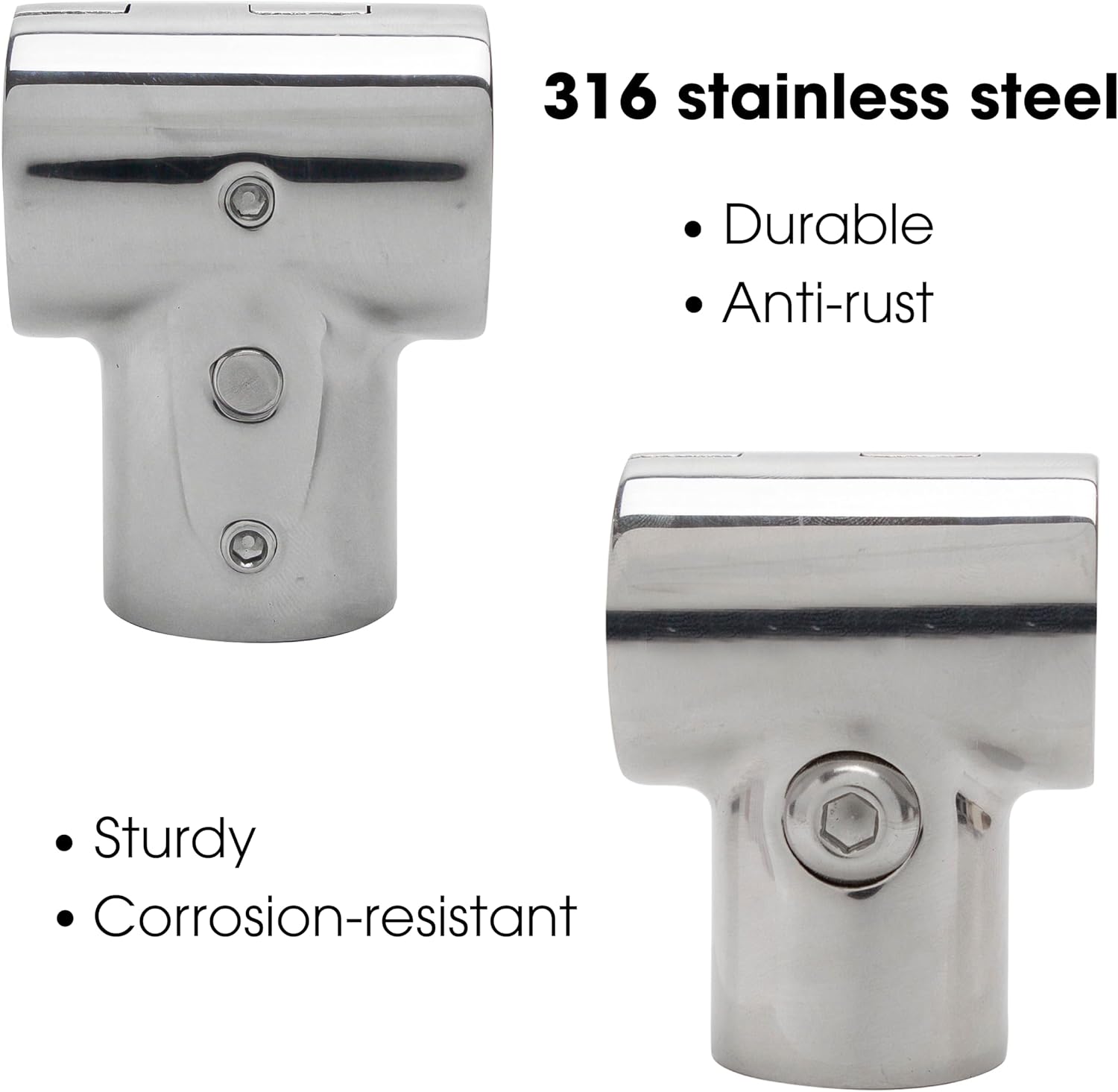 4PCS Stainless Steel Boat Rail Fittings, 1 Inch/25.4mm Marine Hand Rail Hardware with 90 Degree T Tee Shape, Polished Tube Pipe Connector Split Grade Handrail Replace for Heavy Duty Boat, Yacht Deck