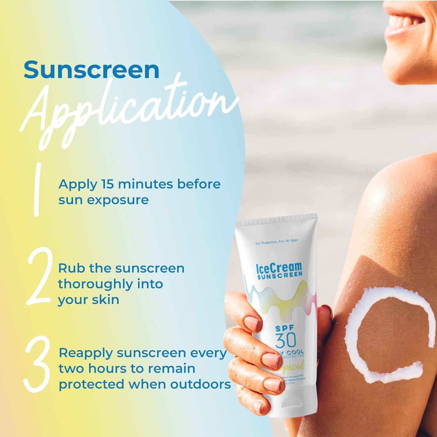 IceCream Sunscreen Tropical 6oz Pack of 1 - SPF 30 Face & Body Lotion Sunblock Moisturizer Water & Sweat-Resistant, Reef-Friendly & Cruelty-Free