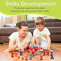 Vista 5 de FUNERICA Figuras de juguete y juegos – Bombero, policía, saneamiento, trabajador de la construcción, figuras de juego para niños pequeños y niños