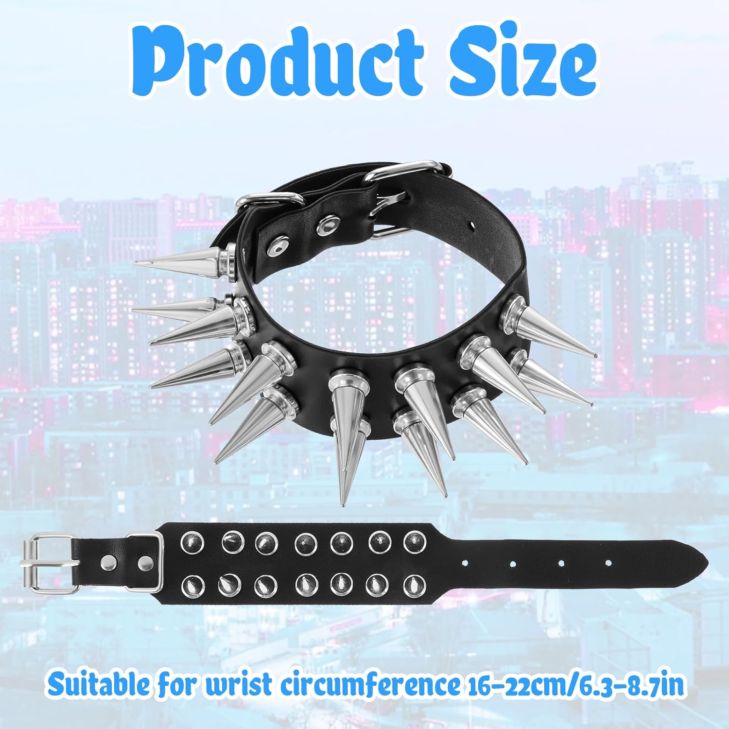 2 Pcs Punk Studded Bracelet Spiked Bracelets Black Leather Rivet Bracelet Cuff Wrap Goth Rock Wristband Bracelet Emo Bracelets Punk Accessories for Unisex Party Accessories - Image 2
