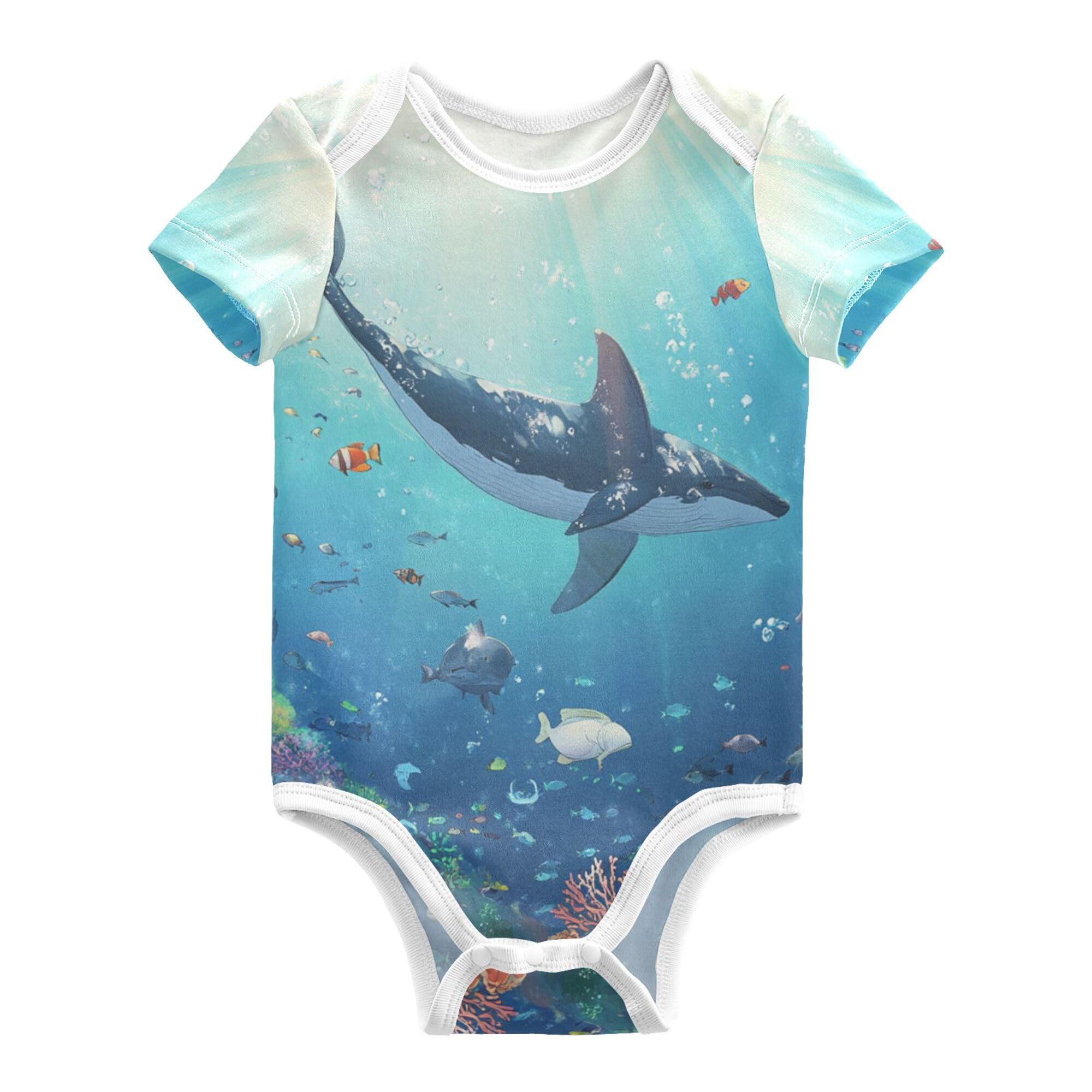 Cartoon Whale Jellyfish Baby Boys Clothes Button Down Cotton First Birthday Outfit for Month Boys First Birthday 12M