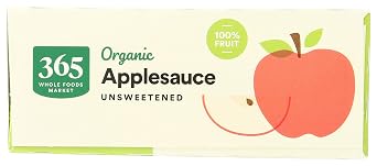 365 by Whole Foods Market, Organic Unsweetened Applesauce Pouches, 3.2 Ounce (Pack of 12)