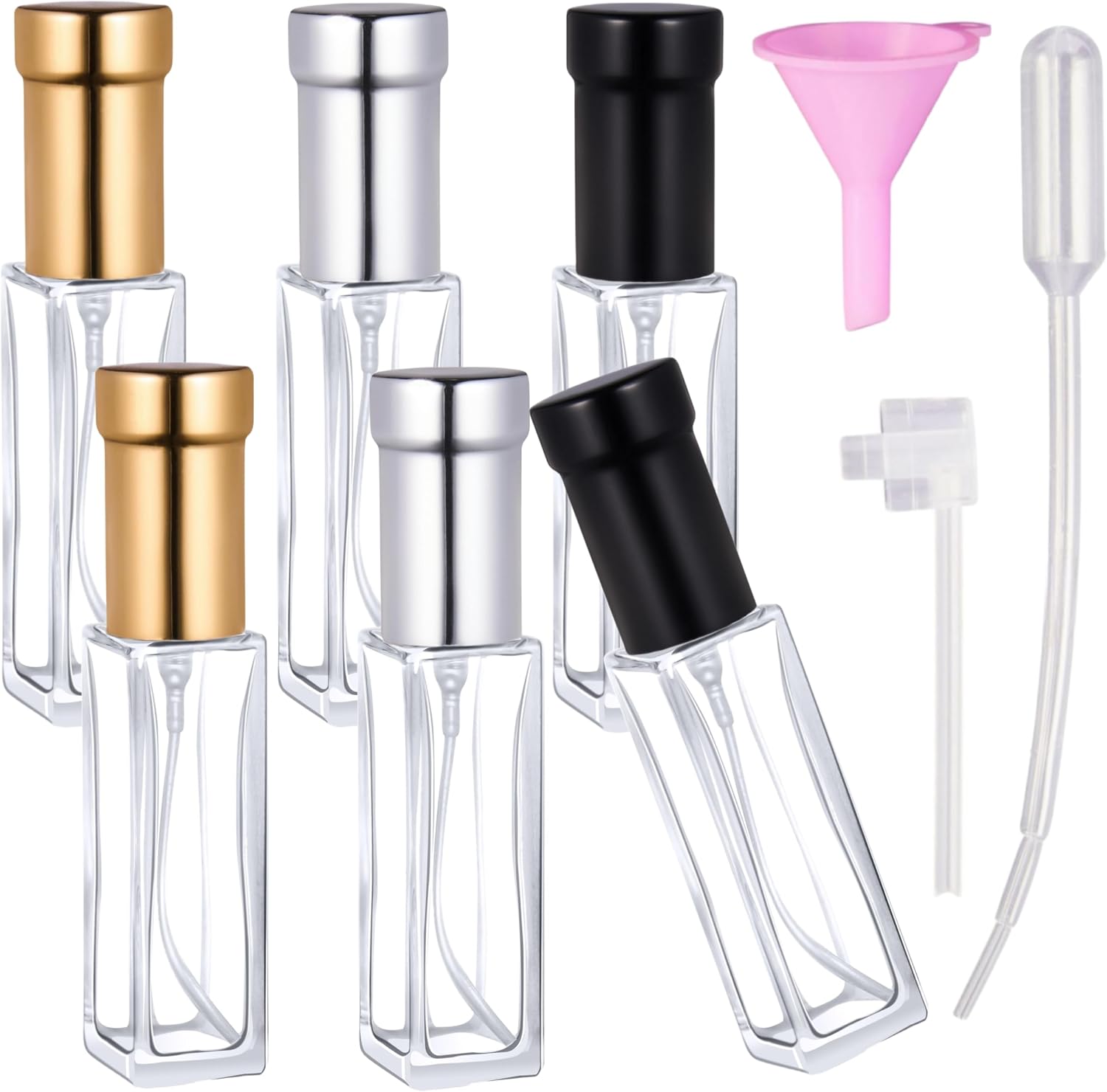 6 Pack 10ml Refillable Travel Perfume Atomizer Mini Spray Bottles