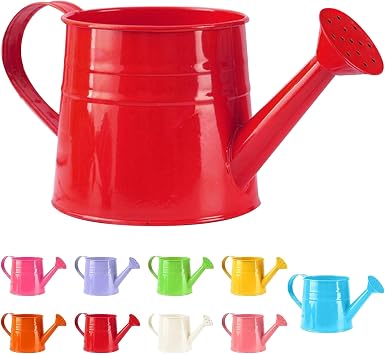 Watering Can Gardening Tool Accessories, Sprinkling Can 1L Metal Flower Garden Watering Can for Outdoor Indoor Plants Lawn Garden red