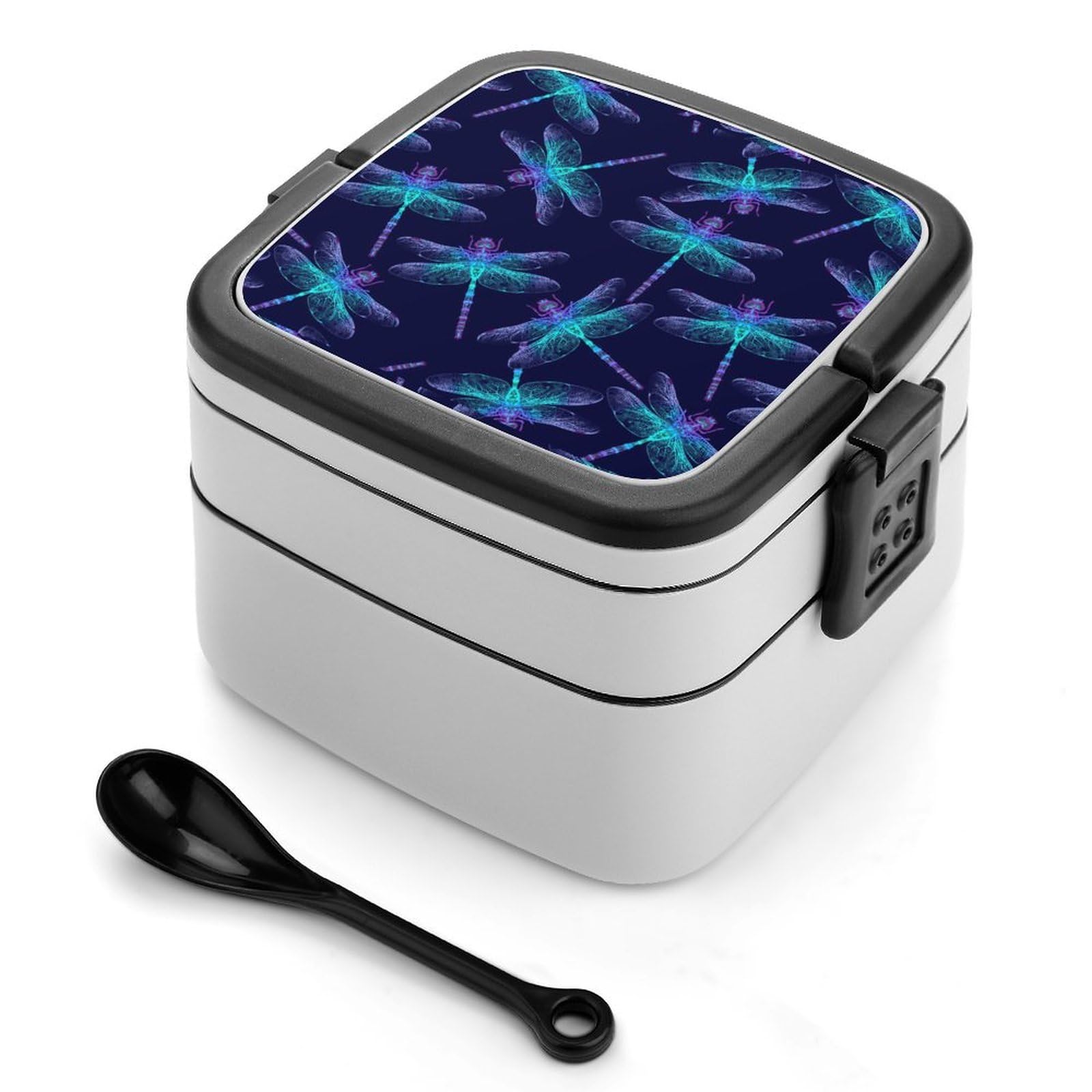 CGSBNGHA Aurora Dragonfly Bento Lunch Box 2 Layer Lunchbox Food Container for Adults Office