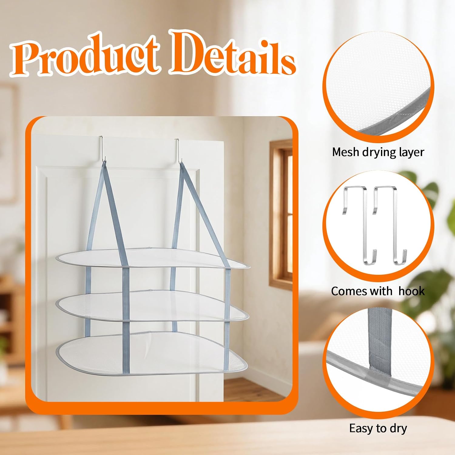 2Pcs 3 Tier Sweater Drying Rack, 26.5 x 18 x 34.5 Inches