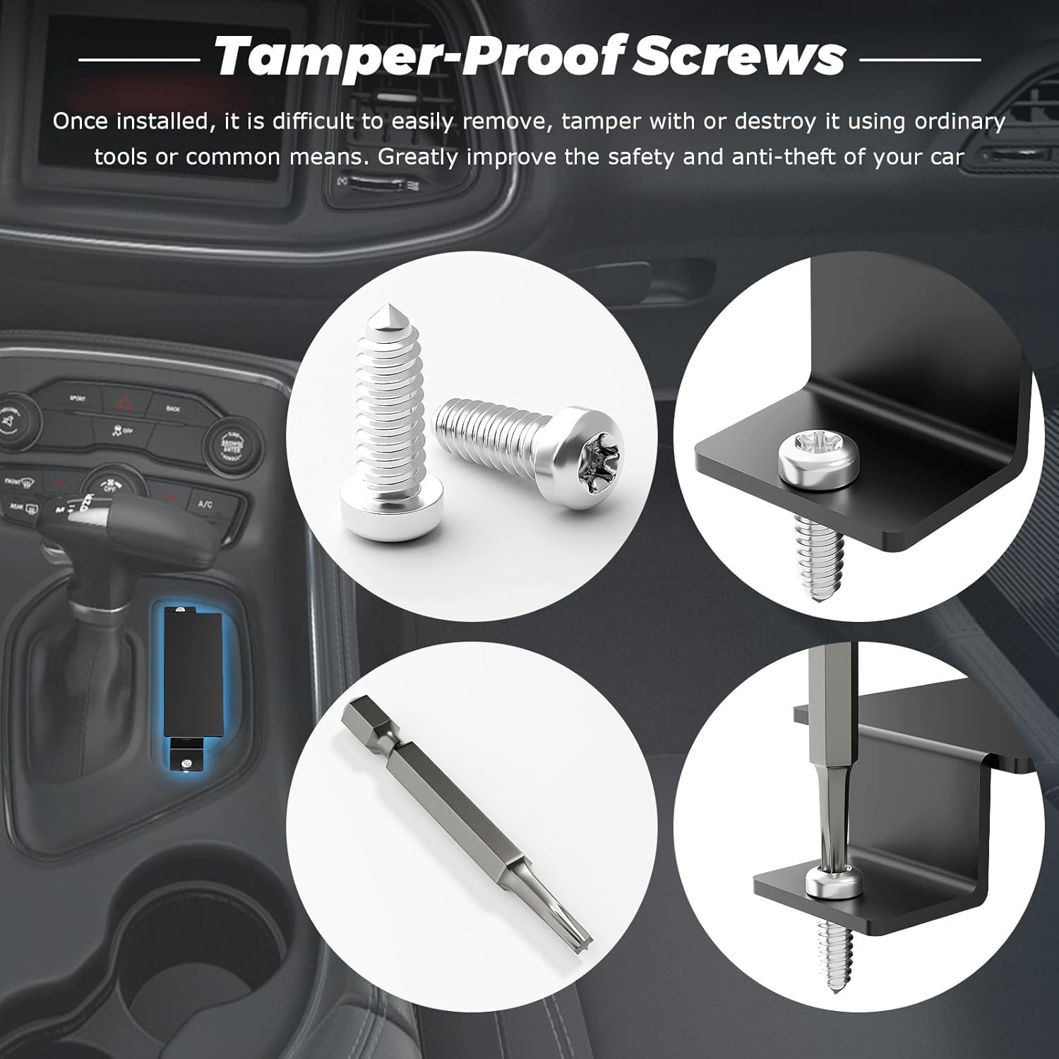 Anti-Theft Steel Neutral Cover Plate, Tamper-Proof Screws Comes with T-20 Tool for Dodge 2015-2023 Challenger SRT Hellcat Redeye,SRT Hellcat, Scatpack 392, Daytona, Hemi