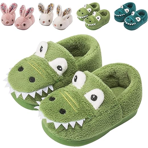 Kids Toddler Slippers Boys Girls Dinosaur Bunny House Shoes Non Slip Warm Soft Winter Fuzzy Indoor Slipper