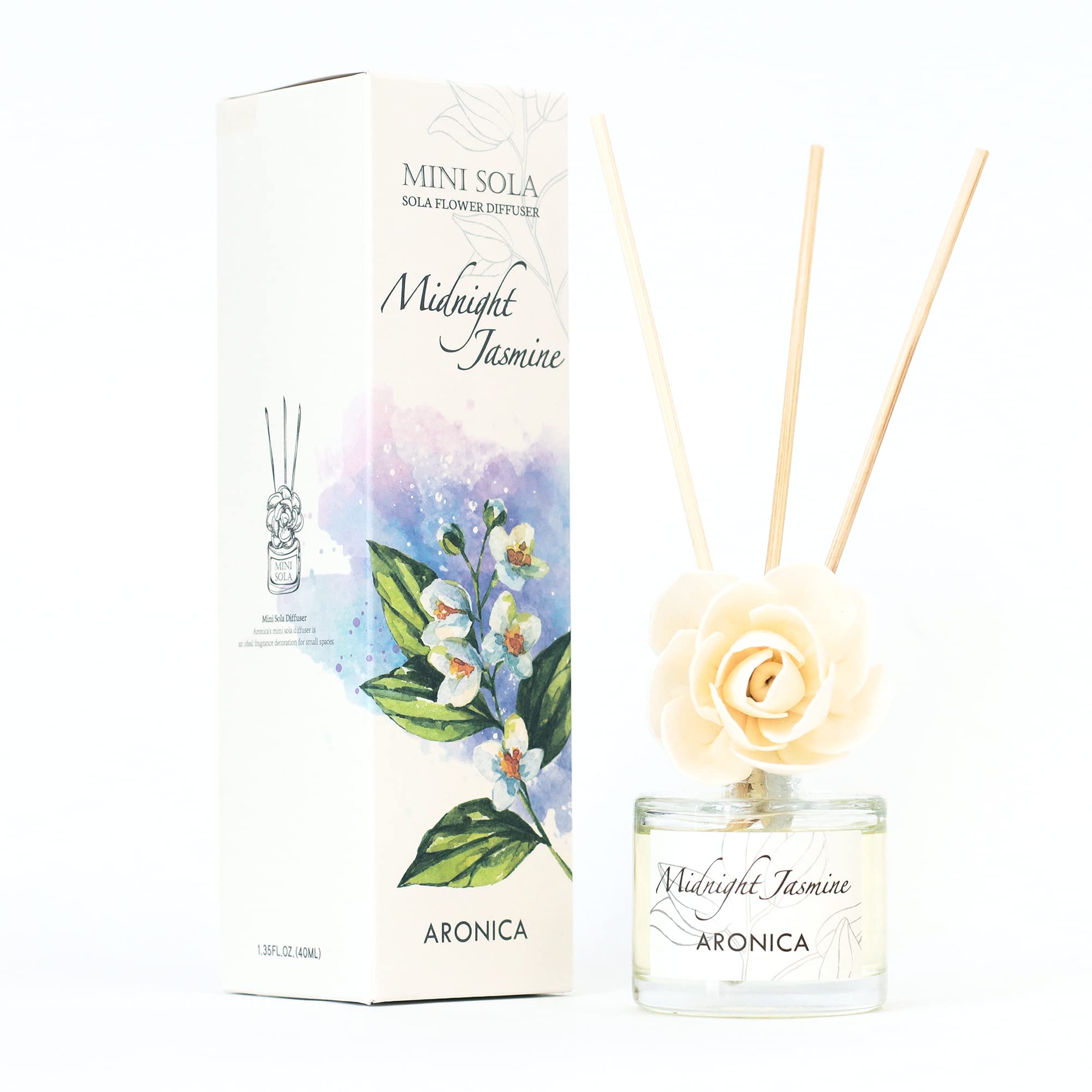 Aronica Jasmine Gold and White Bathroom Decor for Small Home, Flower Reed Diffuser for Bathroom, Inciensos Aromaticos para La Casa, Air Freshener Oil Sticks with Holder